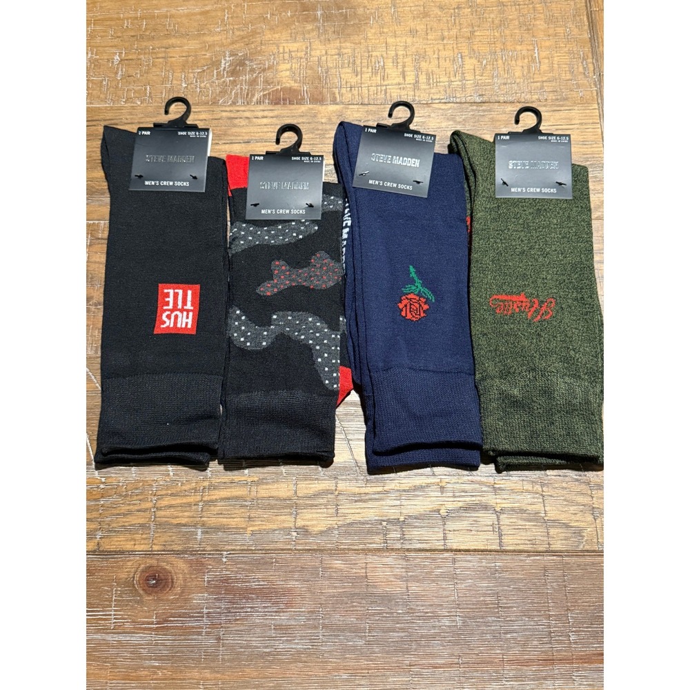 NWT Lot Steve Madden Mens Crew Socks Hustle Rose Camo 6-12.5 Athletic Multipack